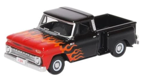 Chevrolet C10 Stepside Pickup 1965, Hot Rod (Black/ Orange), 1:87 Scale Model - Oxford Diecast