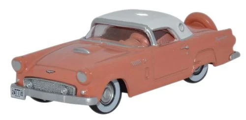 Ford Thunderbird 1956, Sunset Coral, Colonial White 1:87 Scale Model - Oxford Diecast