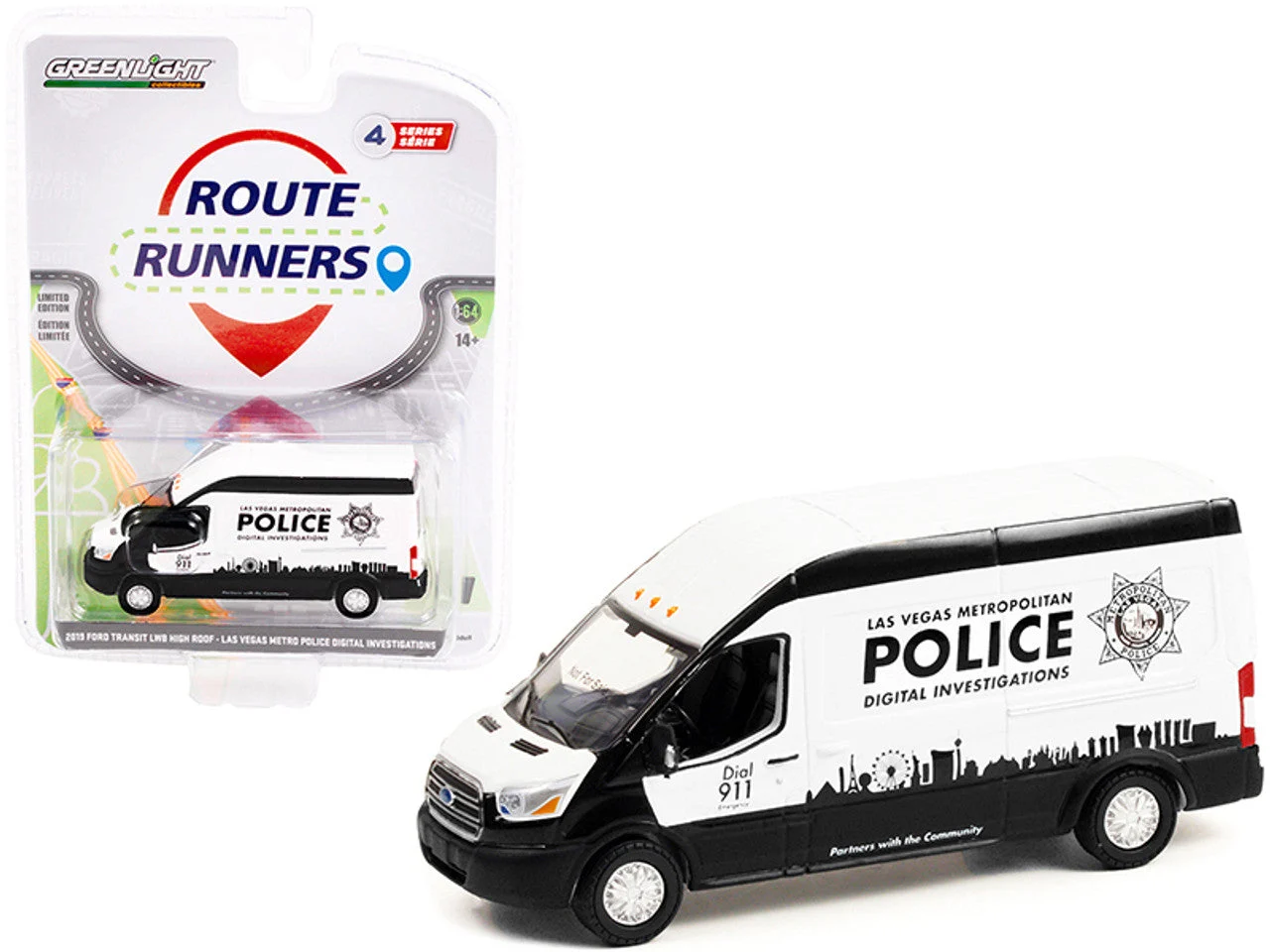 2019 Ford Transit LWB High Roof “Las Vegas Metropolitan Police Special Investigations” Livery 1:64 Scale Diecast Model - GreenLight Collectibles
