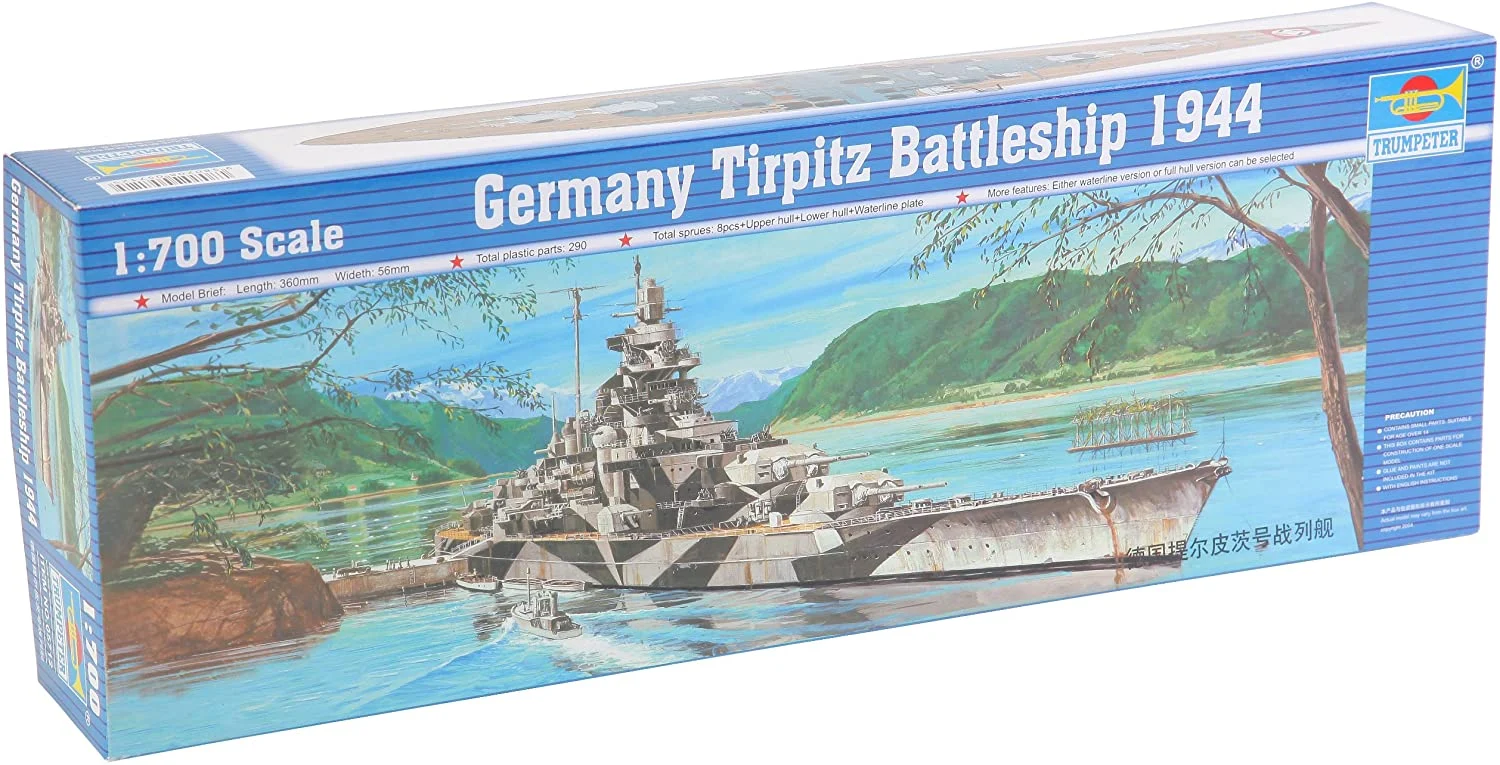 Tirpitz Battleship 1944, 1:700 Scale Model Kit - Trumpeter