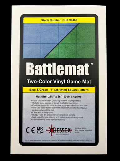 96465 - Battlemat™ 1" Reversible Blue-Green Squares (23 ½" x 26" Playing Surface)