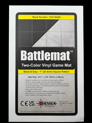 96480F - Factory-Second Battlemat™ 1" Reversible Black-Grey Squares (23½" x 26" Playing Surface)