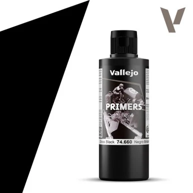 Vallejo 74.660 Metal Color - Gloss Black Primer, 200ml Bottle