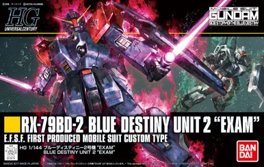 Bandai 5061823 #208 RX-79BD-2 Blue Destiny Unit 2 "Exam" E.F.S.F. First Produced Mobile Suit Custom Type HGUC 1/144 Scale Model Kit