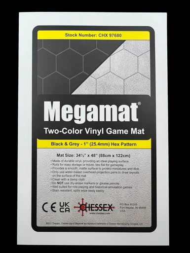 97680 - Megamat® 1" Reversible Black-Grey Hexes (34½" x 48" Playing Surface)