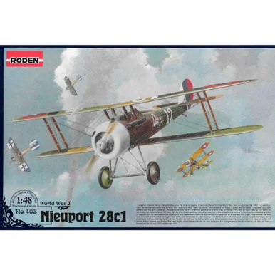 Roden 403 Nieuport 28c1 WWI BiPlane 1/48 Scale Model Kit