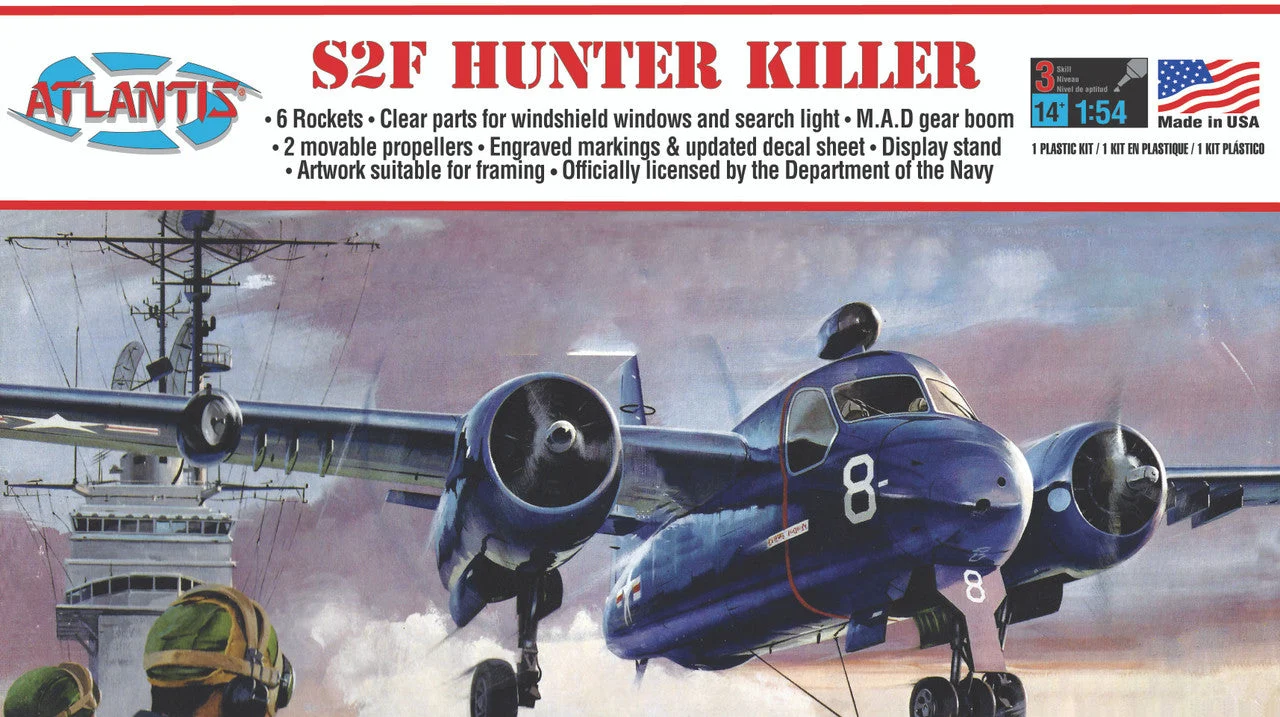Grumman S2F Tracker 1/54 Scale Plastic Model Kit - Atlantis Models
