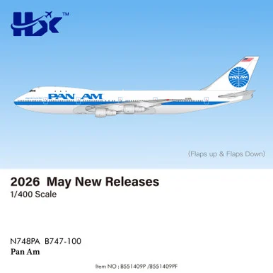 Pan Am B747-100 "Clipper Crest of the Wave" Reg: N748PA "Flaps Down" B551409PF Scale 1:400