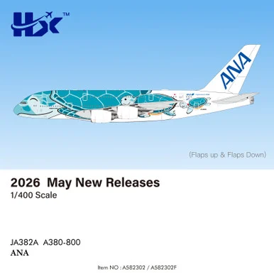 ANA - All Nippon Airways A380 "Flying Honu-Lani (Green Turtle)" Reg: JA382A "Flaps Down" A582302F Scale 1:400