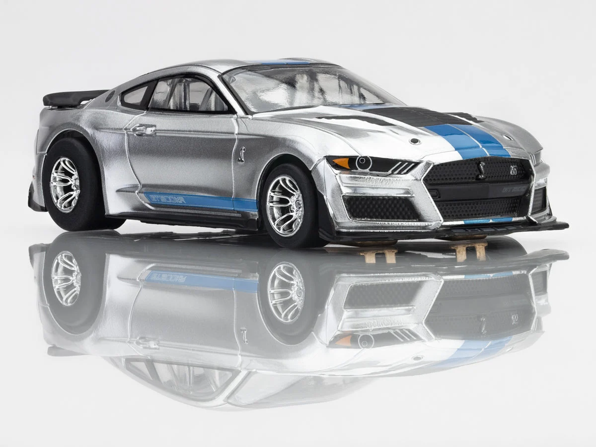 AFX Racing 2022 Mustang Shelby GT500KR Silver/Blue 1:64 Scale Slot Car