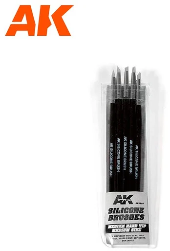 AK Interactive AK9086 Silicone Brushes Medium Tip Medium, 5 Silicone Pencils