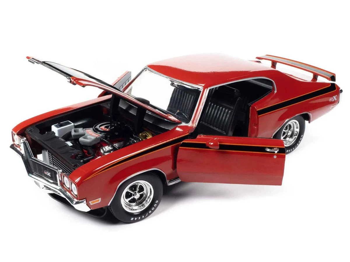1972 Buick GSX Fire Red with Black Stripes "Muscle Car & Corvette Nationals" (MCACN) "American Muscle" Series 1/18 Diecast Model Car by Auto World - Autoworld