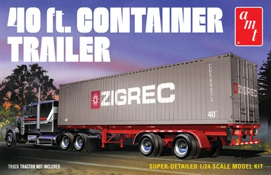 AMT 1196 40' Semi Container Trailer 1/24 Scale Model Kit