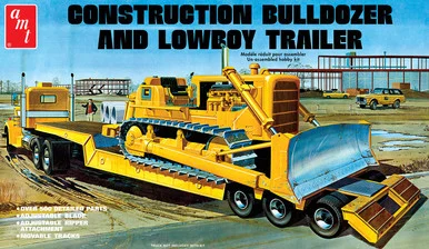AMT 1218 Lowboy Trailer & Bulldozer Combo 1/25 Scale Model Kit