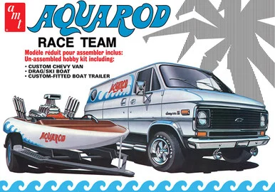 AMT 2208 Aqua Rod Race Team 1975 Chevy Van, Race Boat & Trailer 1/25 Scale Model Kit