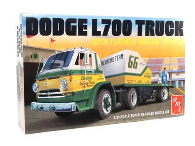 AMT1368: 1966 Dodge L700 Truck w/Flatbed Racing Trailer Skill 3