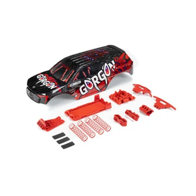 Arrma ARA402354 Gorgon Painted Decaled Trimmed Body Set, Black / Red