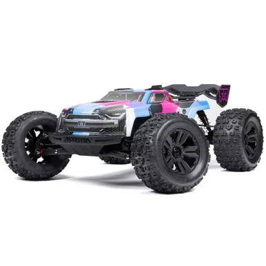 ARRMA ARA8608V6T2 1/8 KRATON 6S V6 4X4 BLX Brushless Speed Monster Truck RTR, Blue/Pink
