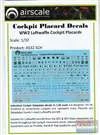 ASCAS32SCH 1:32 Airscale Cockpit Placard Decals - WW2 Luftwaffe Cockpit Placards #AS32SCH