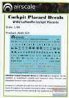 ASCAS48SCH 1:48 Airscale Cockpit Placard Decals - WW2 Luftwaffe Cockpit Placards #AS48SCH