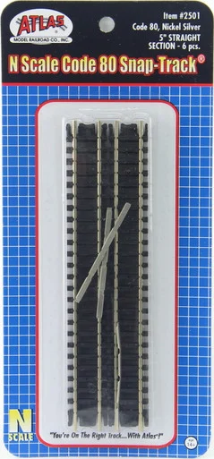 Atlas Model Railroad 2501 N Code 80 5" Straight Track Section 6 Pack