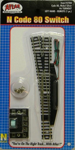 Atlas Model Railroad 2704 N Code 80 #6 Remote Left Hand Turnout