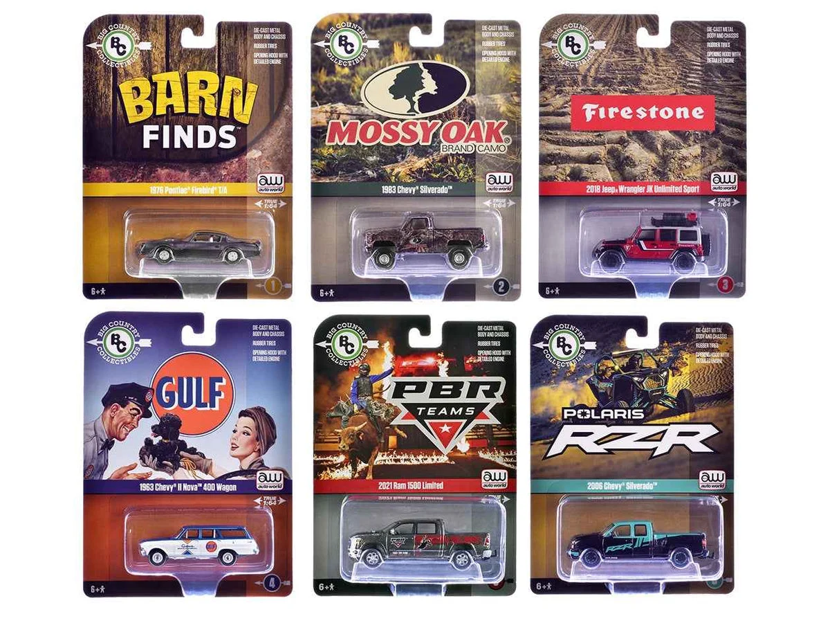 Big Country Collectibles 2025 Release 1 Set of 6 pieces 1/64 Diecast Model Cars by Auto World - Autoworld