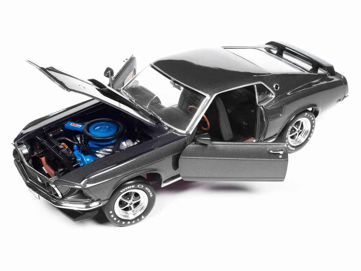 1969 Ford Mustang Dark Gray Metallic with Black Stripes "John Wick" (2014) Movie "Silver Screen Machines" Series 1/18 Diecast Model Car by Auto World - Autoworld