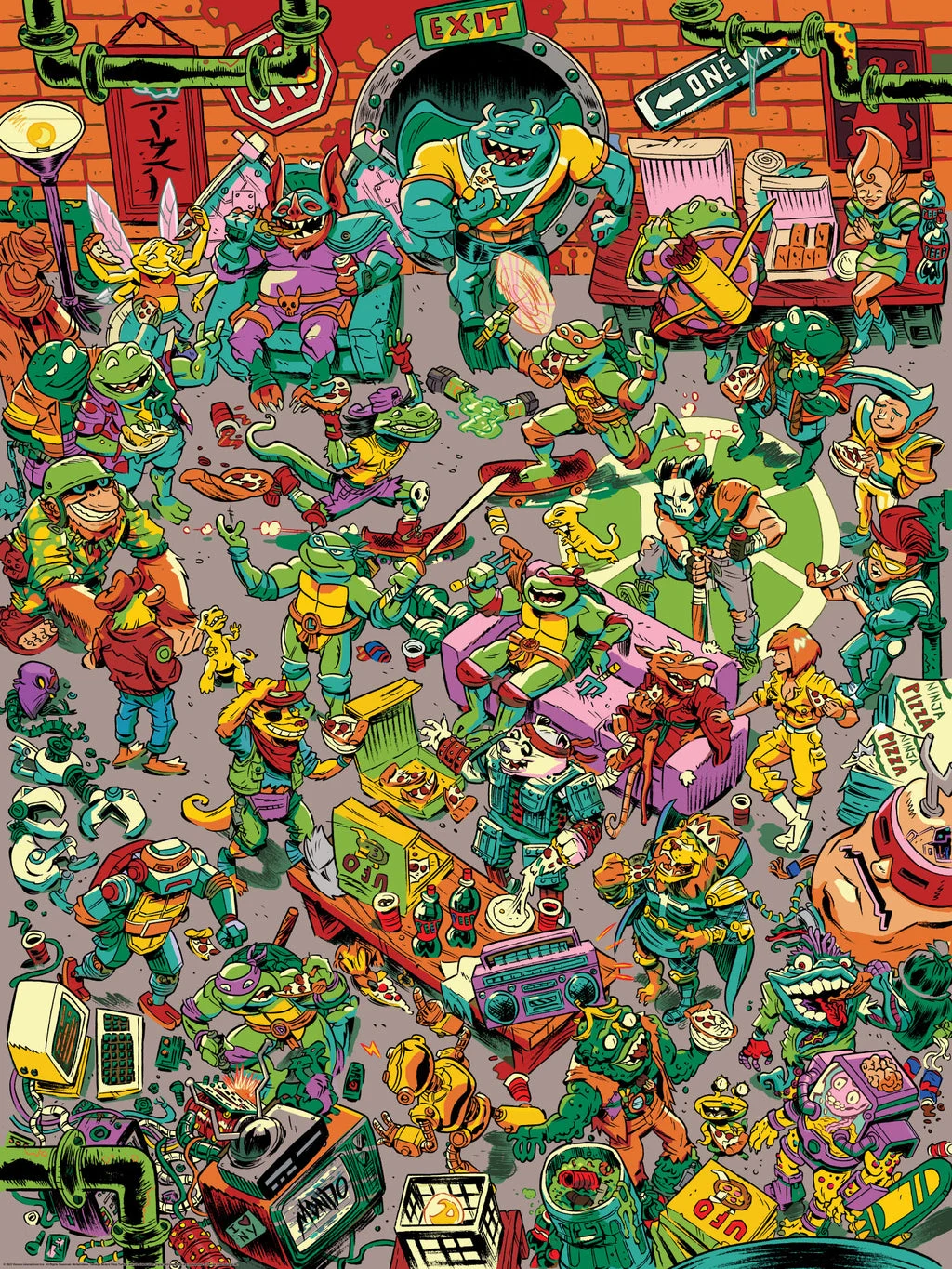 Teenage Mutant Ninja Turtles "Pizza Party" Variant Poster - Aaron Conley