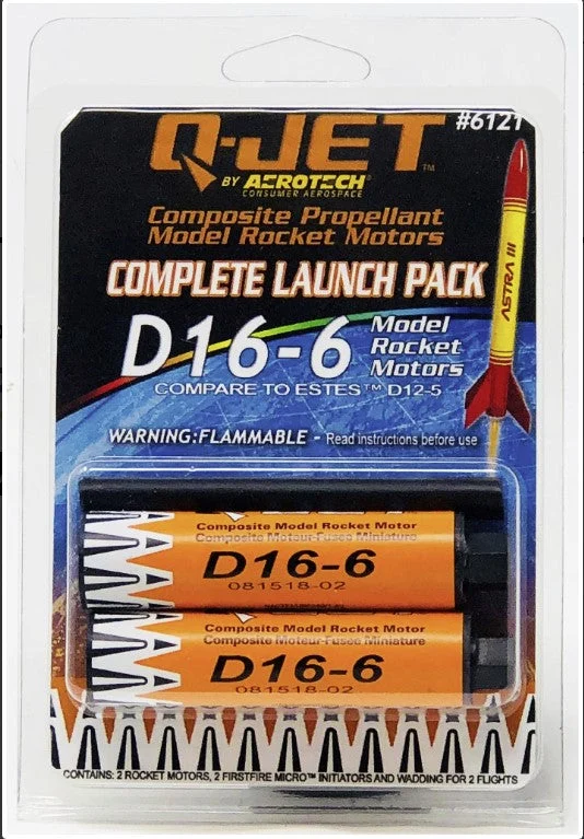 D16-6 Q-Jet Composite Model Rocket Motor (2-Pack)