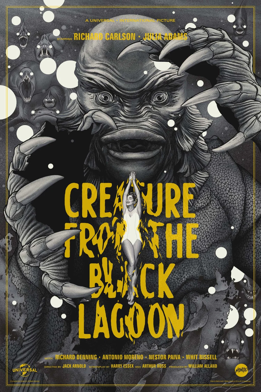 Creature From The Black Lagoon Silver Screen Variant Poster - Martin Ansin