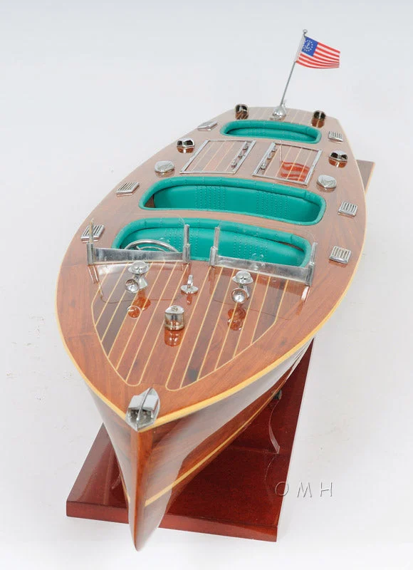Chris Craft Triple Cockpit Runabout, Wooden Scale Model - Old Modern Handicrafts