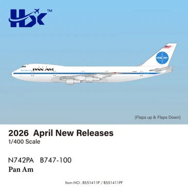 Pan Am B747-100 "Clipper Neptune's Car" Reg: N742PA "Flaps Down" B551411PF Scale 1:400