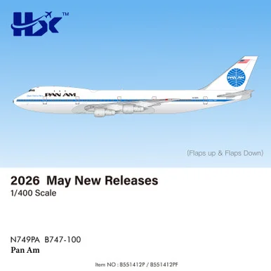 Pan Am B747-100 "Clipper Dashing Wave" Reg: N749PA B551412P Scale 1:400