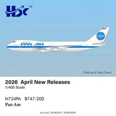 Pan Am B747-200 "Clipper Fairwind" Reg: N724PA "Flaps Down" B598202PF Scale 1:400