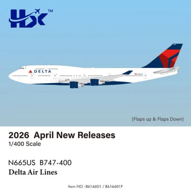 Delta Air Lines B747-400 Reg: N665US "Flaps Down" B616601F Scale 1:400