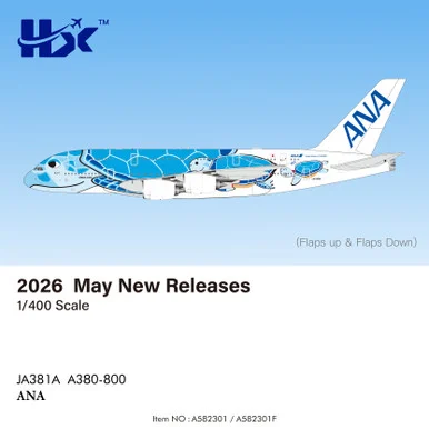 ANA - All Nippon Airways A380 "Flying Honu-Lani (Blue Turtle)" Reg: JA381A A582301 Scale 1:400