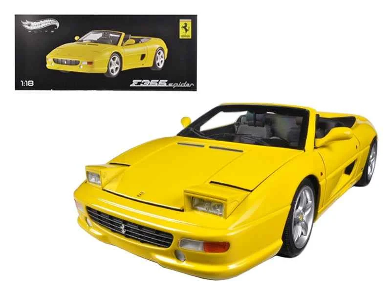 Ferrari F355 Spider Convertible Yellow Elite Edition 1/18 Diecast Car Model by Hot Wheels - Hotwheels