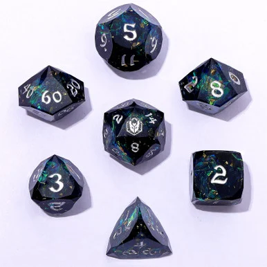 Hymgho BRR111 Captured Magic Luster Cut Resin Dice Set - Starry Night Silver