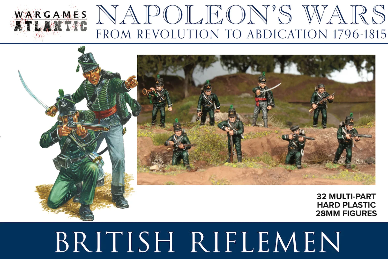 British Riflemen, 28 mm Scale Model Plastic Figures - Wargames Atlantic