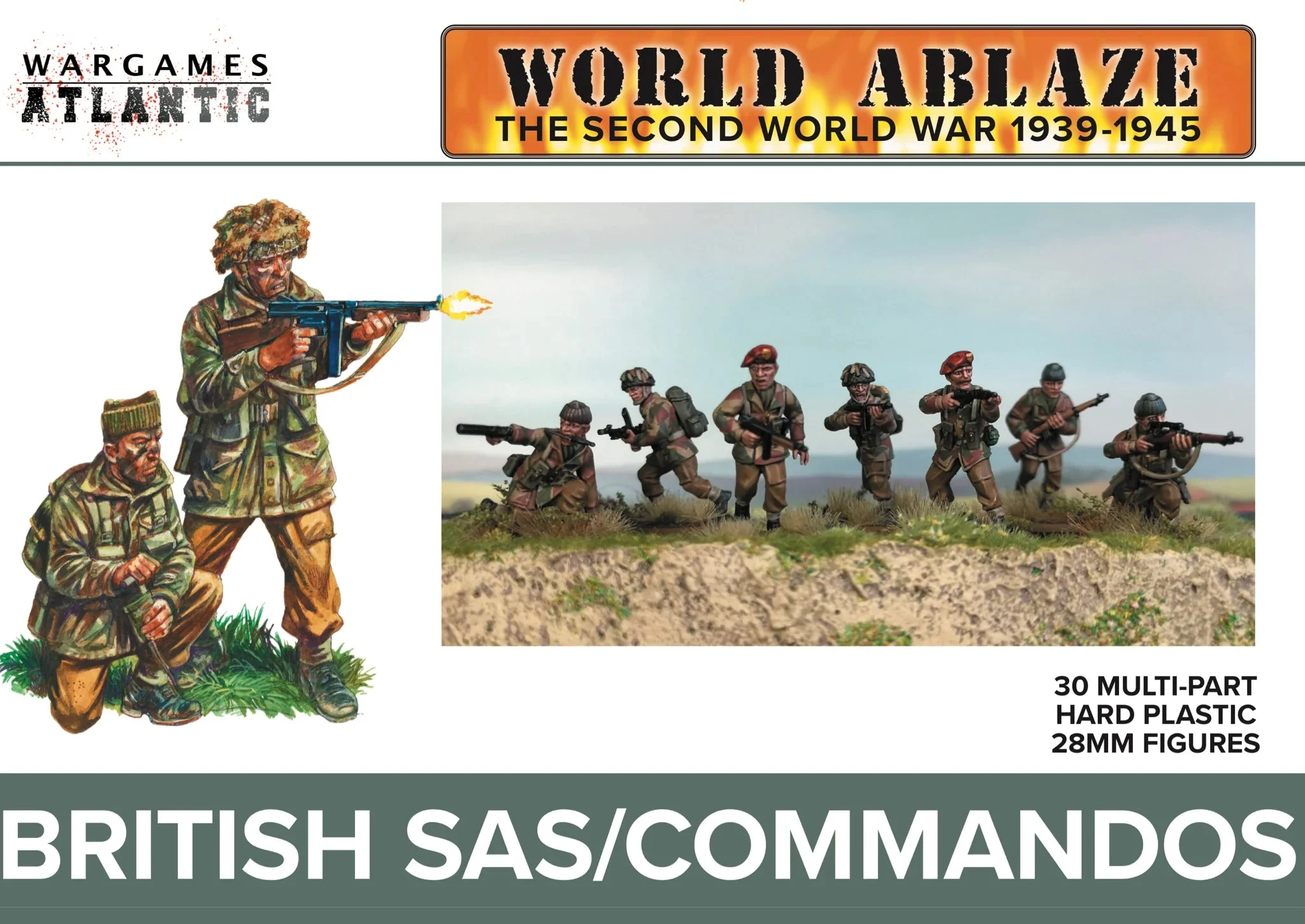 British SAS/Commandos, 28 mm Scale Model Plastic Figures - Wargames Atlantic