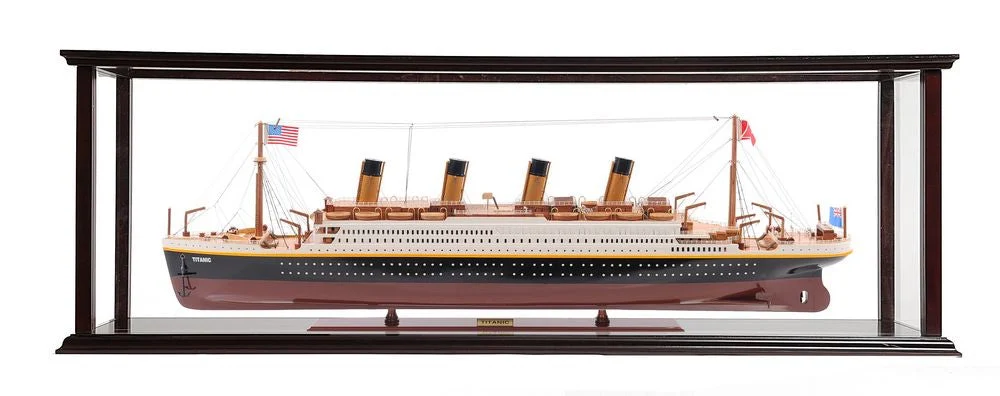 RMS Titanic (Large) With Display Case Wooden Scale Model - Old Modern Handicrafts