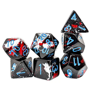 Chessex 24408 Brush Polyhedral Dark Side/blue 7-Dice Set