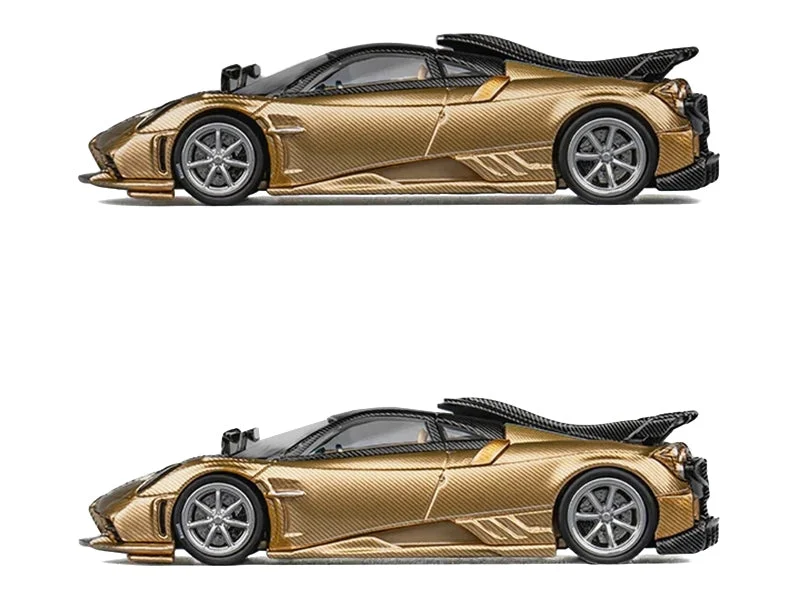 Pagani Imola Gold Carbon Metallic with Black Carbon Top with Extra Wheels 1/64 Diecast Model Car by CM Model - CM Models