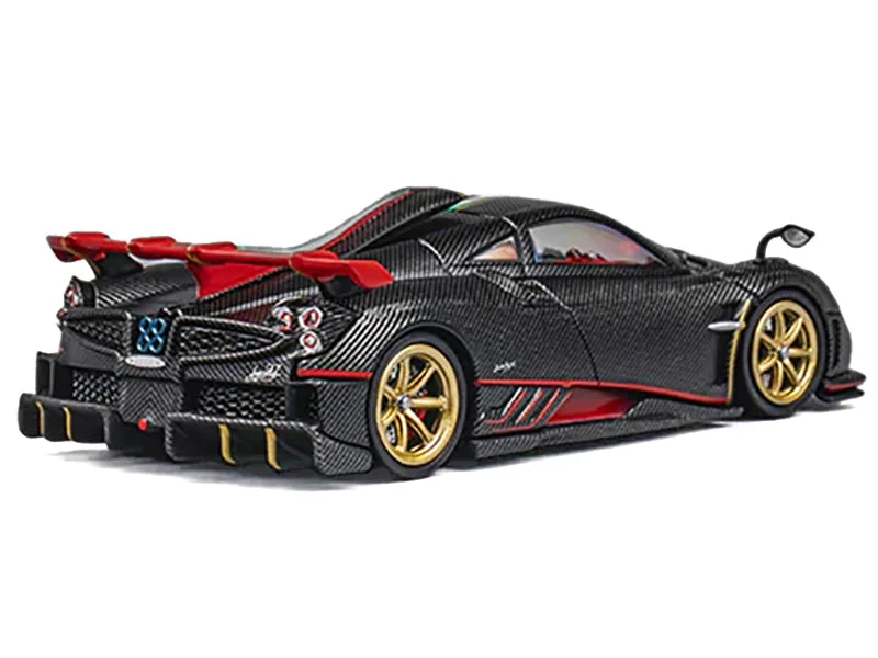 Pagani Imola Black Carbon with Italian Flag Stripes with Extra Wheels 1/64 Diecast Model Car by CM Model - CM Models