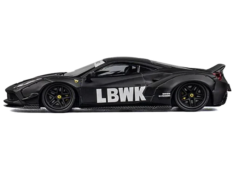 LB Works 488 "LBWK" Matt Black 1/64 Diecast Model Car by CM Model - CM Models