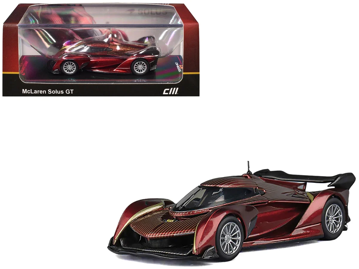 McLaren Solus GT Wine Red Metallic with Gold Stripes 1/64 Diecast Model Car by CM Model - CM Models