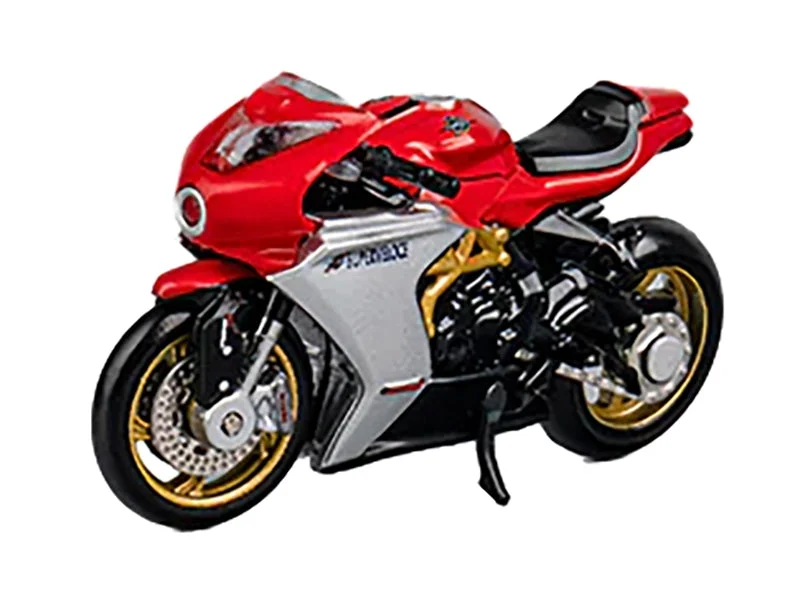 MV Agusta Superveloce 800 Motorcycle Red and Silver with Figure 1/64 Diecast Model by CM Model - CM Models