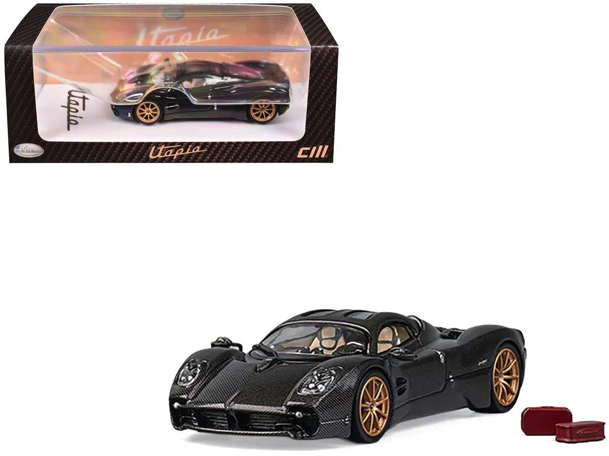 Pagani Utopia Full Carbon with Gold Wheels 1/64 Diecast Model Car by CM Model - CM Models