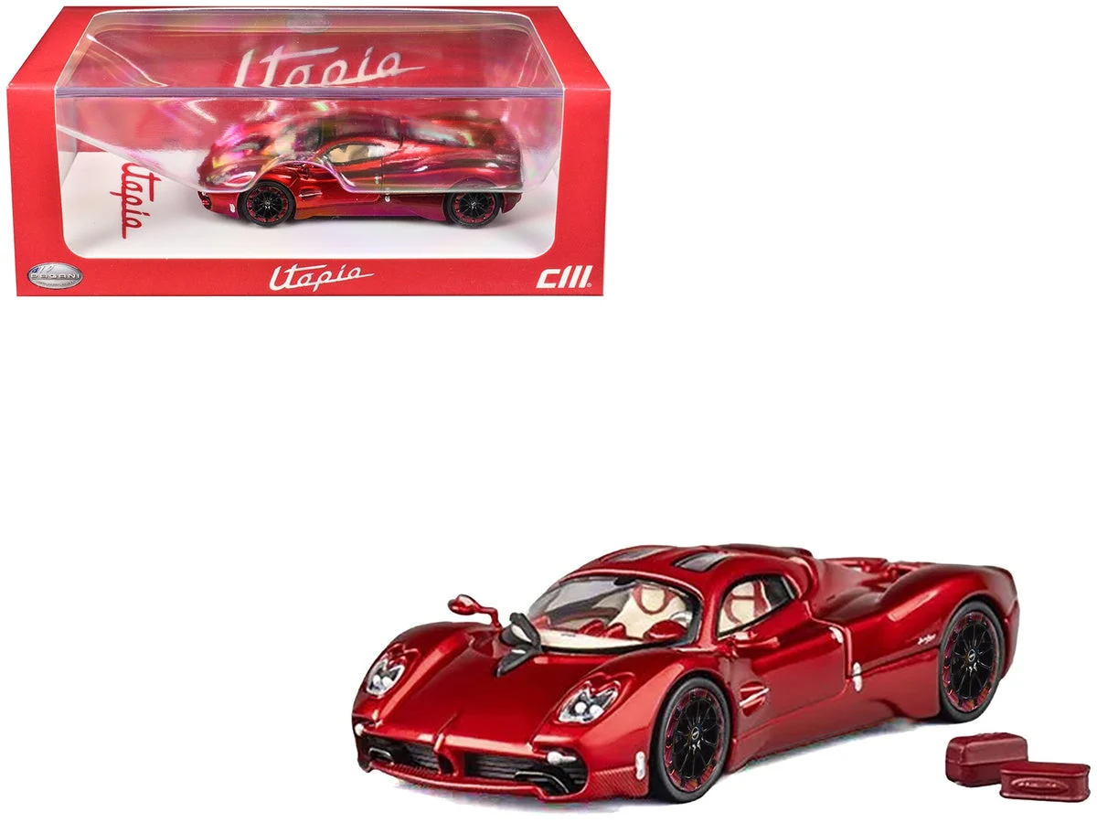 Pagani Utopia Red Metallic with Red Carbon Top 1/64 Diecast Model Car by CM Model - CM Models
